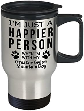 חובב כלבים נסיעות ספל קפה - אדם מאושר יותר עם מתנות הצלה של בעלי ההר השוויצרי הגדול יותר - מתנות הצלה