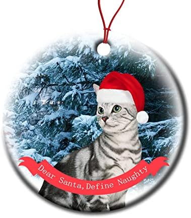 עץ חג המולד קישוט קישוט חרסינה קישוט לחופש חובב חתולים הווה, סקוטי קיפול חיה תלויה במזכרת קרמיקה קישוט 3