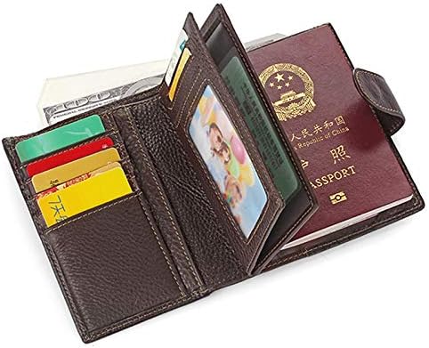 גברים של עור אמיתי ארנק עם מתכת כפתור,דרכון מזהה מזומנים אשראי כרטיס מחזיק, כסף קליפ,עמיד בציר