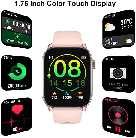 Seawow Smart Watch & Fitness Tracker BT5.0 1.75 מסך מגע לאנדרואיד ו- iOS, גשש פעילות עם דופק,