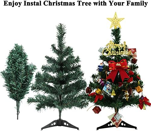 עץ חג המולד מיני קישוט מקורה עם 36 קישוטים לחג המולד ואור מיתרי LED לבית, משרד, קישוט למסיבות המתנה