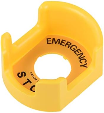 uxcell 30 ממ לחצן כפתור כיסוי מגן עם עצירה חירום מעגל אזהרה צהוב 1 pcs