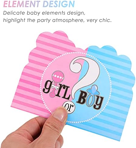 AMOSFUN 32 יחידות מגדר מגלה כרטיסי הזמנה כרטיסי נייר נער או ילדה מלאו את כרטיסי המין לתינוקות ריקים ציוד למסיבת