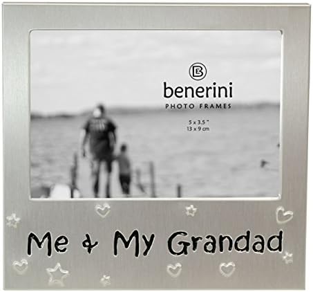 בנריני 'אני וסבא שלי' - מתנת מסגרת תמונה - 5 x 3.5 - מתנת צבע כסף אלומיניום עבורו עבורו