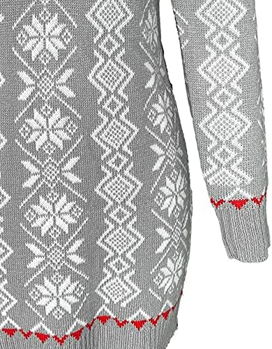 שמלת סוודר סוודר של נשים מדפיסת חג המולד שמלת סוודר ארוכה עם כיסים שמלות סוודר שמלת סוודר MIDI