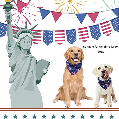 אדוגיגו בנדנה לכלבים דגל אמריקאי, מספר גדלים מוצעים, צעיף כלבים משולש 4 ביולי בנדנות לכלבים בינוניים גדולים