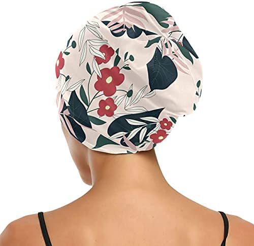 כובע גולגולת כובע שינה כובע כובע מצנפת כפיות לנשים פרחים משאיר ורוד וינטג