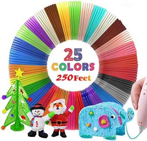 25 צבעים 250 רגל 3D עט עט מילוי נימה, כל צבע הוא 10 רגל, 1.75 ממ PLA מילוי עט תלת מימד לעט הדפסת תלת מימד,