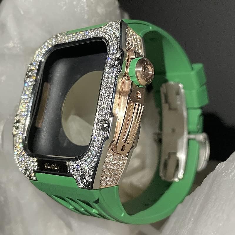 ערכת שינוי שעון CNHKAU, ערכת רצועת שעון יוקרה עבור Apple Watch 8 Ultra 45 ממ מארז טיטניום רצועת ויטון יוקרה
