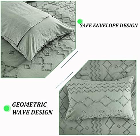 שומרי שמיכה ירוקים סט מידה קינג מידה, Boho Boho Bohby Chic Comforter Geometry Stoindery Set Set 3 Pieces,