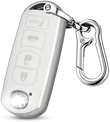 QBUC לכיסוי FOB של מפתח MAZDA, מחזיק מפתח מגן TPU רך עם מחזיק מפתחות לשנים 2019-2021 מאזדה 3, עבור
