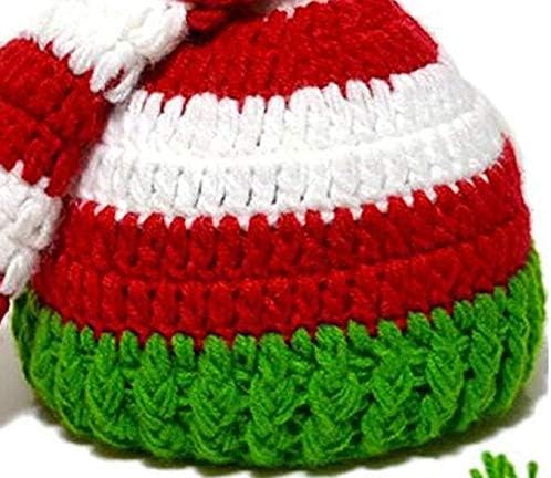 Edoblue חג המולד תינוק ירוק אדום אדום סרוגה כובע זנב ארוך פום-פום