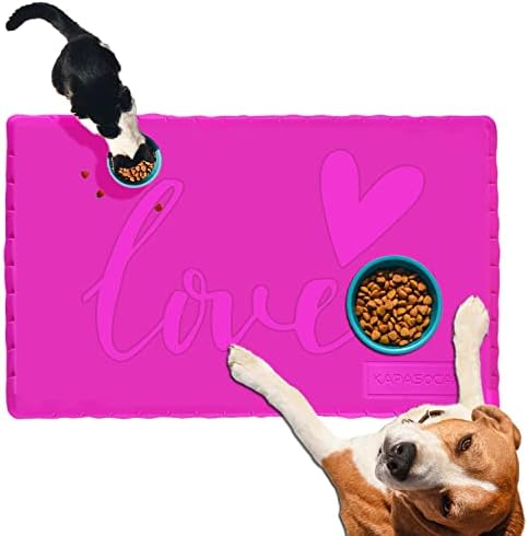 חתול קפאסוקאפ & כלב מזון כיתה האכלה מחצלת, 34 איקס 22 עמיד למים אנטי להחליק סיליקון מזון לחיות מחמד ומים קערה