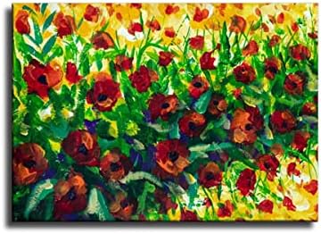 ציור שמן פרח אדום פרג אימפרט אימפרס יפה שמן שמן ציור בד בד ציור קיר אמנות ציור ציור קישוט סלון ציור