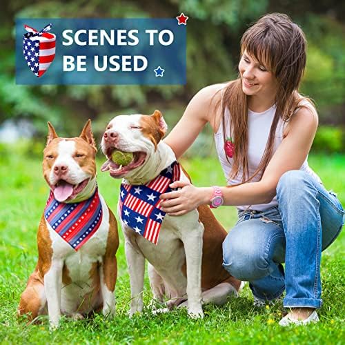 9 מארז אמריקאי דגל כלב בנדנות הפיך משולש ליקוק צעיף רחיץ בנדנה עם כוכבים פסים עבור חיות מחמד כלבים עבור