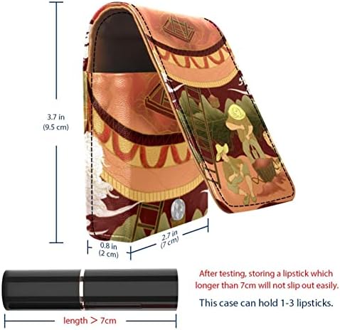 שפתון מקרה עם מראה חמוד נייד איפור תיק קוסמטי פאוץ, מסורתי סיני סגנון אמנות מבנים עתיקים