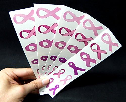 40 קעקועים זמניים של סרט ורוד: קעקוע מודעות לסרטן השד