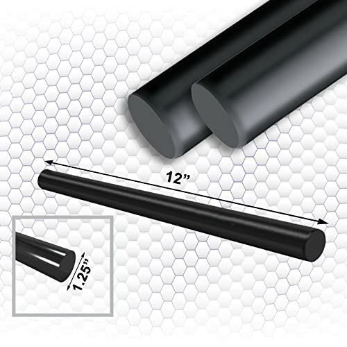 2 PCS Delrin - מוט פלסטיק אצטלי 1-1/4 קוטר x 12 אורך - שחור