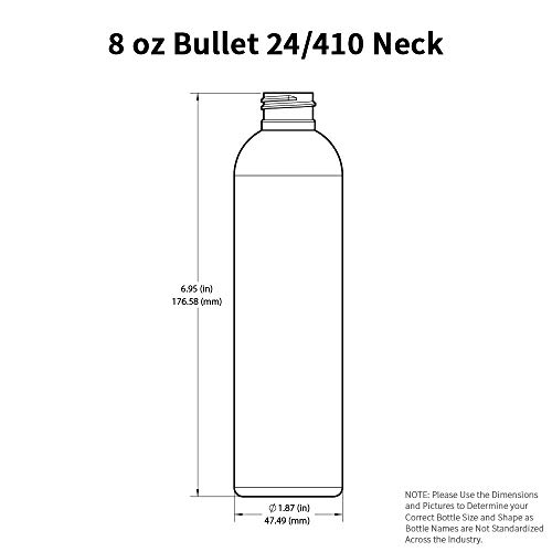 6 יחידות בקבוק HDPE לבן ריק 8oz - בקבוקי פלסטיק עגולים - כובע דיסק שחור 24/410 צוואר - 24 ממ חותם לחץ כסף