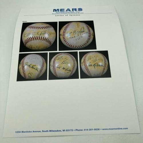 1950 סדרה העולמית חתומה משחק משומש בשימוש בייסבול ינקי Vs. Phillies Mears CoA - משחק חתימה MLB משומש