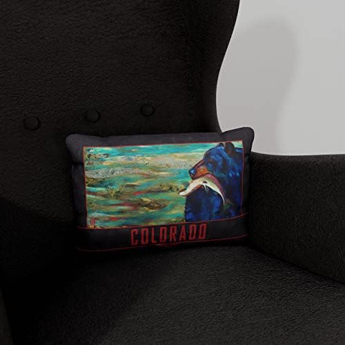 COLORADO במעלה הזרם קנבס זורק כרית לספה או ספה בבית ומשרד מציור שמן מאת האמן קארי לר 13 X 19.