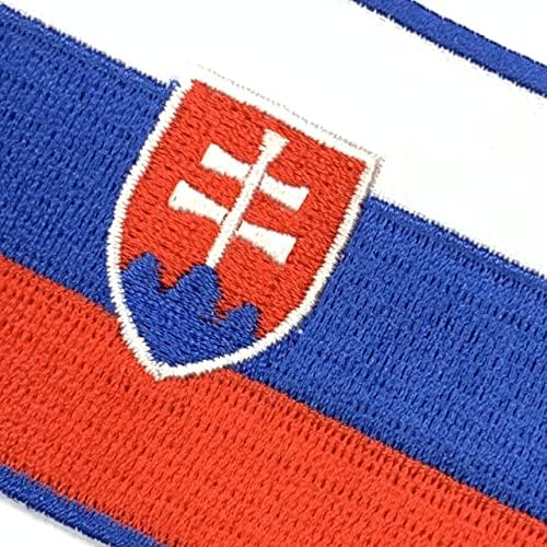 טלאי מדבקת דגל איחוד האירופי + סמל דגל סלובקיה, טלאי דגל קאנטרי רקומים, תיקון עמיד, תיקון אפליקציה לבגדים,