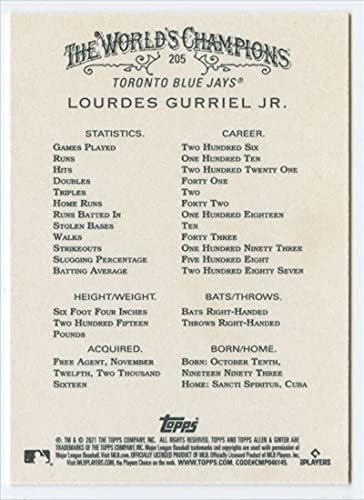 2021 Topps Allen ו- Ginter 205 Lourdes Gurriel Jr. Toronto Blue Jays MLB כרטיס מסחר בייסבול