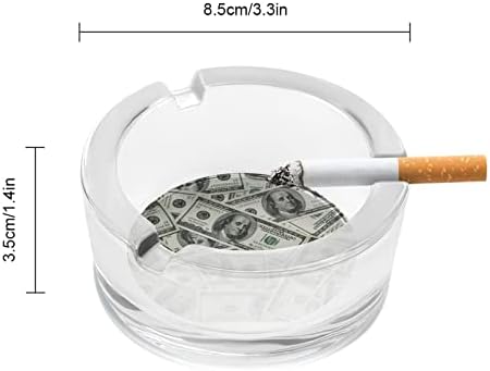 דולרים שטר הדפסת זכוכית מגש אפר עגול אפר מחזיק מארזת מארז לעיצוב שולחן בית מלון