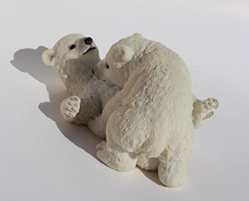 דובי קוטב 6.25 אינץ 'גורים משחקים פסל פסל דקורטיבי, לבן