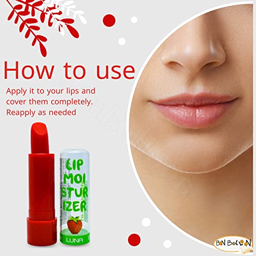 קרם לחות לונה מגן על שפתייך מפני התייבשות וגורם להן להיראות טללות ורכות עם טעם תות ששומר על שפתייך