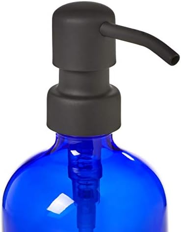 מתקן סבון כחול מחדש תעשייתי עם משאבה שחורה מט - 8oz קובלט כחול זכוכית