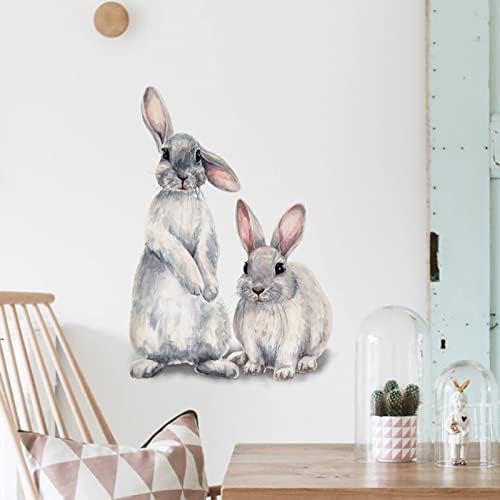 שם בקבוק מים מדבקות שני ארנבים חמודים לילדים חדר בית עיצוב בית מדבקת קיר נשלפת מדבקות ויניל סתיו