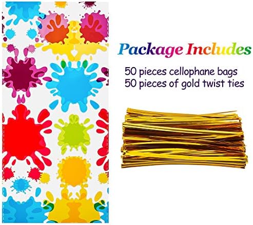 50 חתיכות אמן מסיבת צ ' לו שקיות צבעוני צבע צלופן שקיות מול אמן צבע לטפל שקיות גודי סוכריות שקיות מתנת