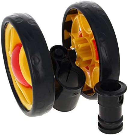 עגלות בטומשין סט גלגלים 1 pcs פלסטיק 11 סמ גלגל רב כיווני 110x18 ממ שחור וצהוב ואדום