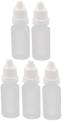 LON0167 חדש 5 יחידות 15 מל טפטפות פלסטיק בקבוק שמן אתרי טיפת עיניים מכסה נוזלי סחיטה לבנה (5 יחידות