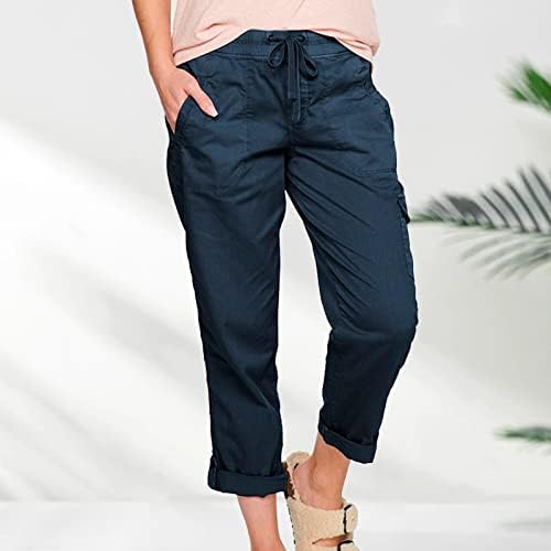 מיאשוי נשים קצוצות מכנסיים מזדמנים נשים בכושר רופף בגדי קיץ מכנסיים מותניים אלסטיים רחבים מכנסי קז ' ואל נוחים