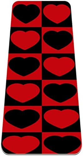 יוניסי עבה החלקה תרגיל כושר 1/4 יוגה מחצלת עם אדום שחור אהבת לב פסיפס כיכר הדפסת עבור יוגה פילאטיס