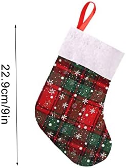 גרבי חג המולד שקית מתנה שקיות גרב ממתקים גרבי פתית שלג משובץ מחזיק יוטה עץ עץ מיני טיפת כדור