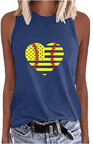 חולצת בייסבול לנשים דגל אמריקאי חולצת הדפסת לב ראשית 4 ביולי חולצות פטריוטיות