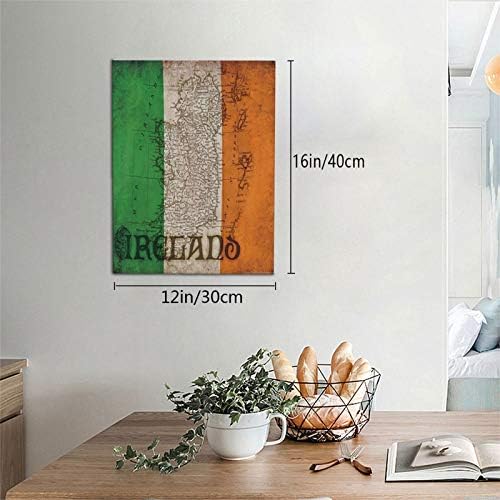 Auhomea בד קיר קיר אירלנד דגל וינטג 'דגל ציורים איריים מודפסים על אמנות קיר בד לתמונת בית משרדים