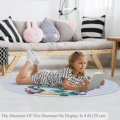 Llnsupply ילדים עגולים אזור משחק שטיח שטיח סקייטבורד אופי קריקטורה משתלת כרית שטיח
