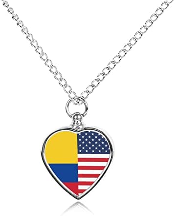 קולומביה אמריקאי דגל לחיות מחמד כד שרשרת עבור אפר סגסוגת לב שריפת גופות תכשיטי זיכרון תליון אפר מחזיק עבור