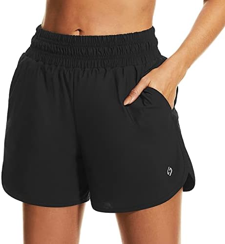 Hodosports נשים 3.5 אינץ 'מכנסיים קצרים אתלטים עם כיסי רוכסן ומכנסי ספורט יבש מהיר של אימון יבש