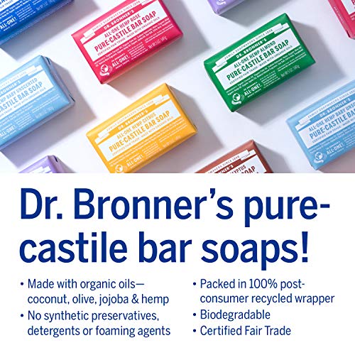דר ברונר-סבון בר-קסטיל טהור-מיוצר עם שמנים אורגניים, לפנים, לגוף ולשיער, עדין ולחות, מתכלה, טבעוני, נטול