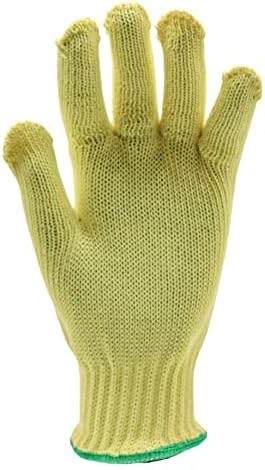 כפפות עמידות על כפפות עמידות בקוולר צהובות, פרק כף היד, 7 גרם, ANSI חתך ברמה 3, גדלים S-L, נמכר על ידי זוג