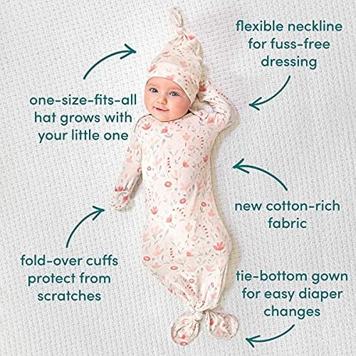 עדן + אנאיס צרור רב שנתי - נוחות סרוג שמלת תינוקות יילודים כובע, 0-3 חודשים - נוחות סרוג פוטלי חתיכה