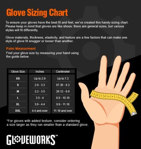 GloveWorks HD כפפות ניטריל כתומות תעשייתיות עם אחיזת מרקם יהלום מורם, קופסה של 100, 8 מיליטר, גודל קטן, לטקס ללא