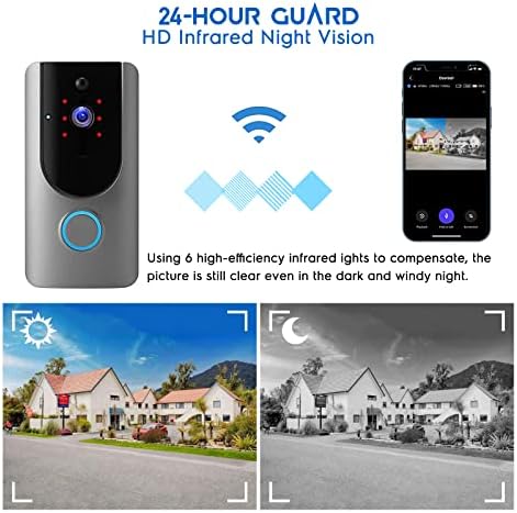 Elytsemoh HD חכם אלחוטי אלחוטי מצלמת פעמון Wi-Fi עם גלאי תנועה, 2.4GHz WiFi, מצלמת אבטחה פעמון
