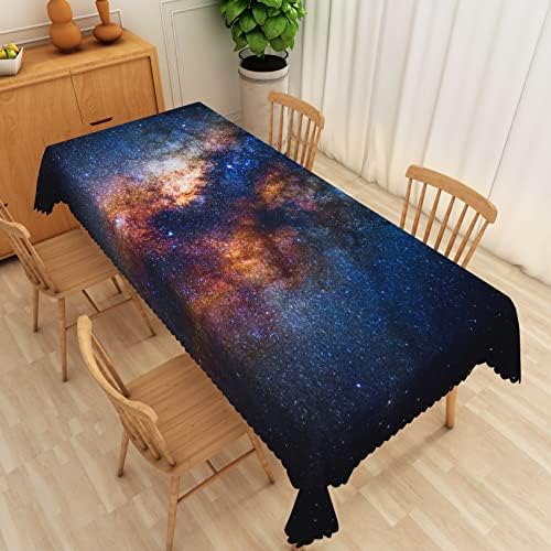 60 * 84 אינץ כחול כהה ערפילית מפת שולחן עמיד למים פוליאסטר מודפס בד כיסוי עבור אוכל חדר בית תפאורה גלקסי