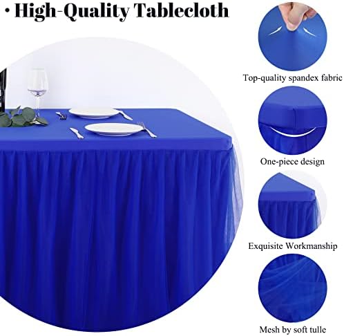 נטברוס מצויד שולחן כיסוי ושולחן חצאית 2 ב 1 חתיכה ספנדקס מפת שולחן, התאמה הדוקה וקמטים עמיד רויאל כחול שולחן בגדי